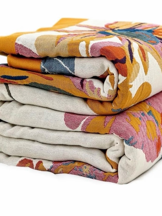 Other - 🔥🆕🔥 Reversible 100% Cotton Jacquard Floral Throw Blanket - 60x80